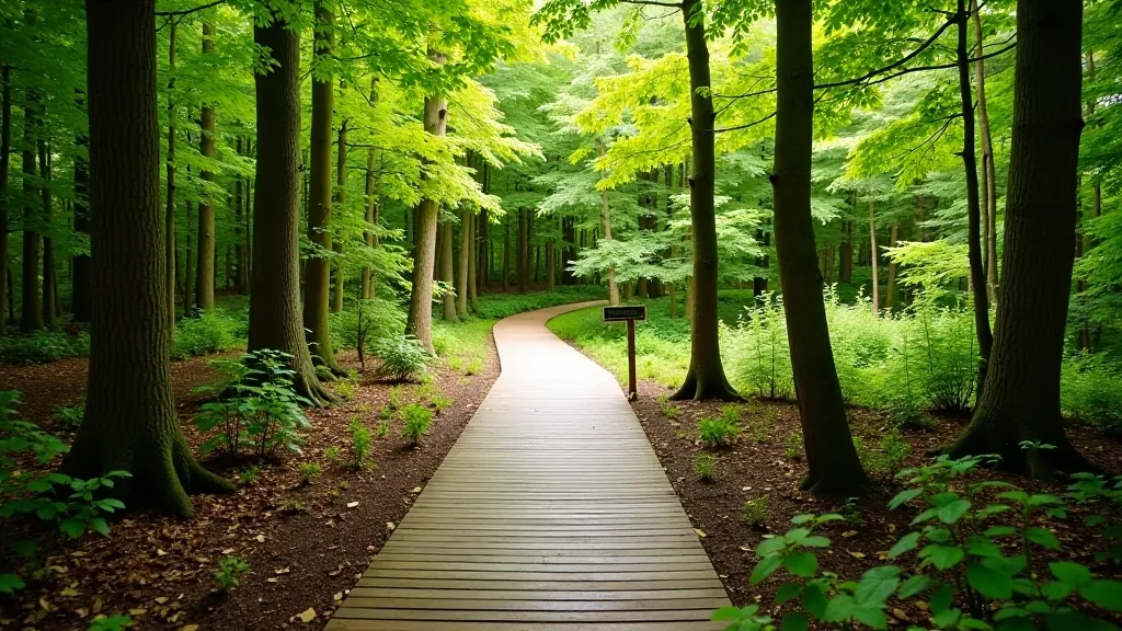 Well-maintained forest trail at Portumna with clear pathway and directional markers